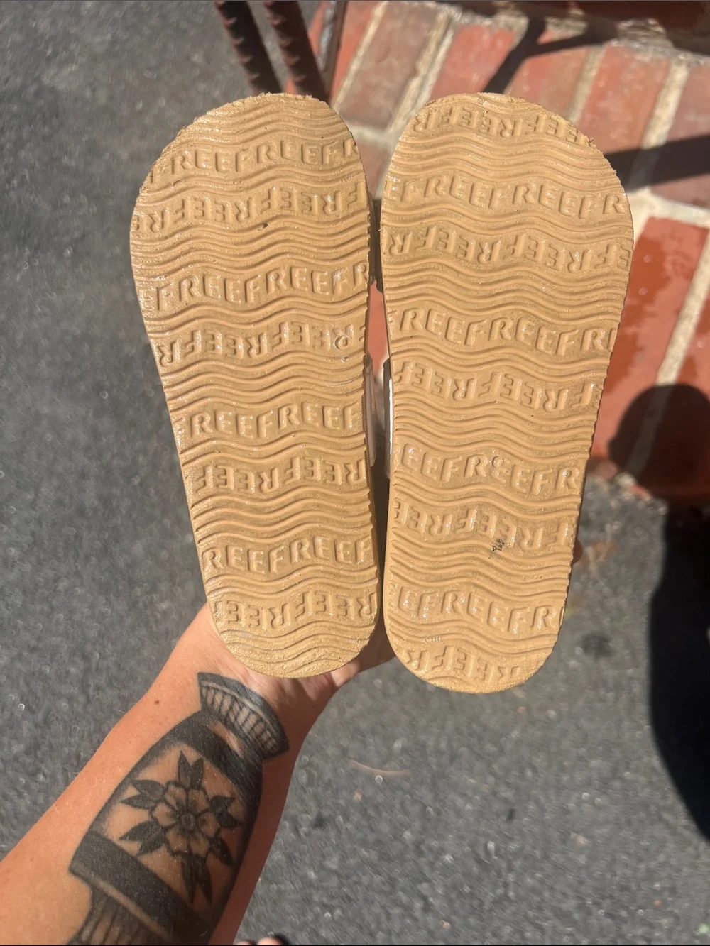 Reef Kids White Strappy Slingback Sandals with Tan Footbed
